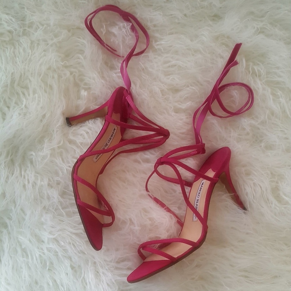 Manolo Blahnik | Pink Suede Heels | Velvet Accents